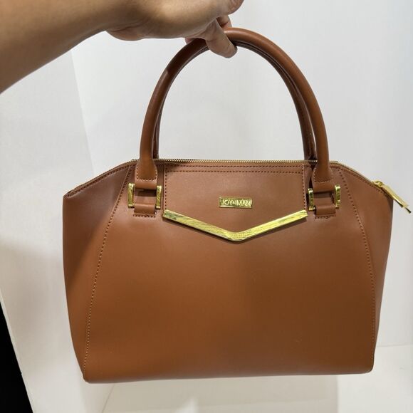 Purse Satchel Handbag 11“ X 14“x6” Joy & Iman Large Leather Brown - Picture 1 of 16